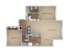 2 Bedroom 2 Bathroom - B1 1106 floor plan